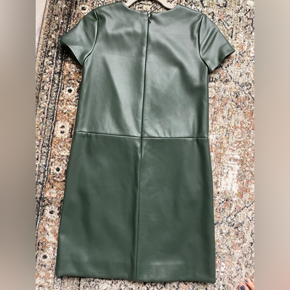 Ann Taylor Petite Green Leather Mini Dress with Pockets - Picture 4 of 16